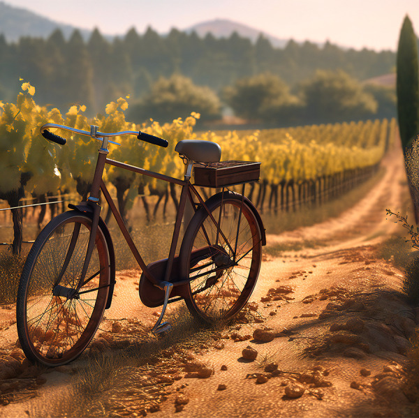 En vélo à travers les vignes